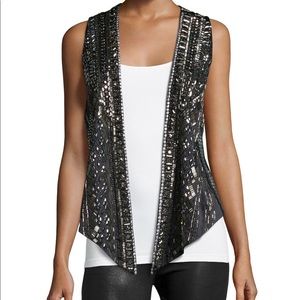 Haute Hippie embellished open front vest